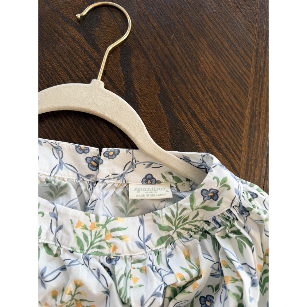 Spartina 449 Women's S Blouse Floral Long Balloon Sleeve Smocked Cinch Waist - Picture 6 of 9